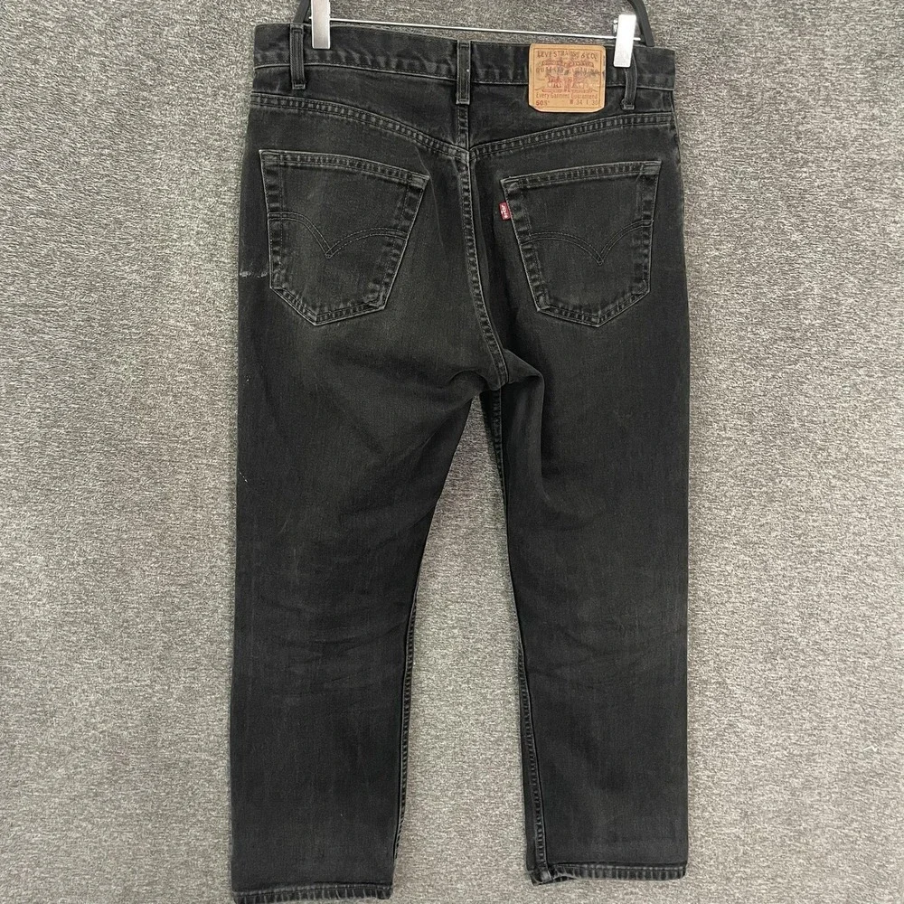 Levis 505 Jeans Mens 34x30 Gray Charcoal Wash Regular Straight Leg Denim Vintage